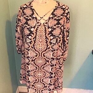 Pink Rose Black and Pink Paisley Mini Dress